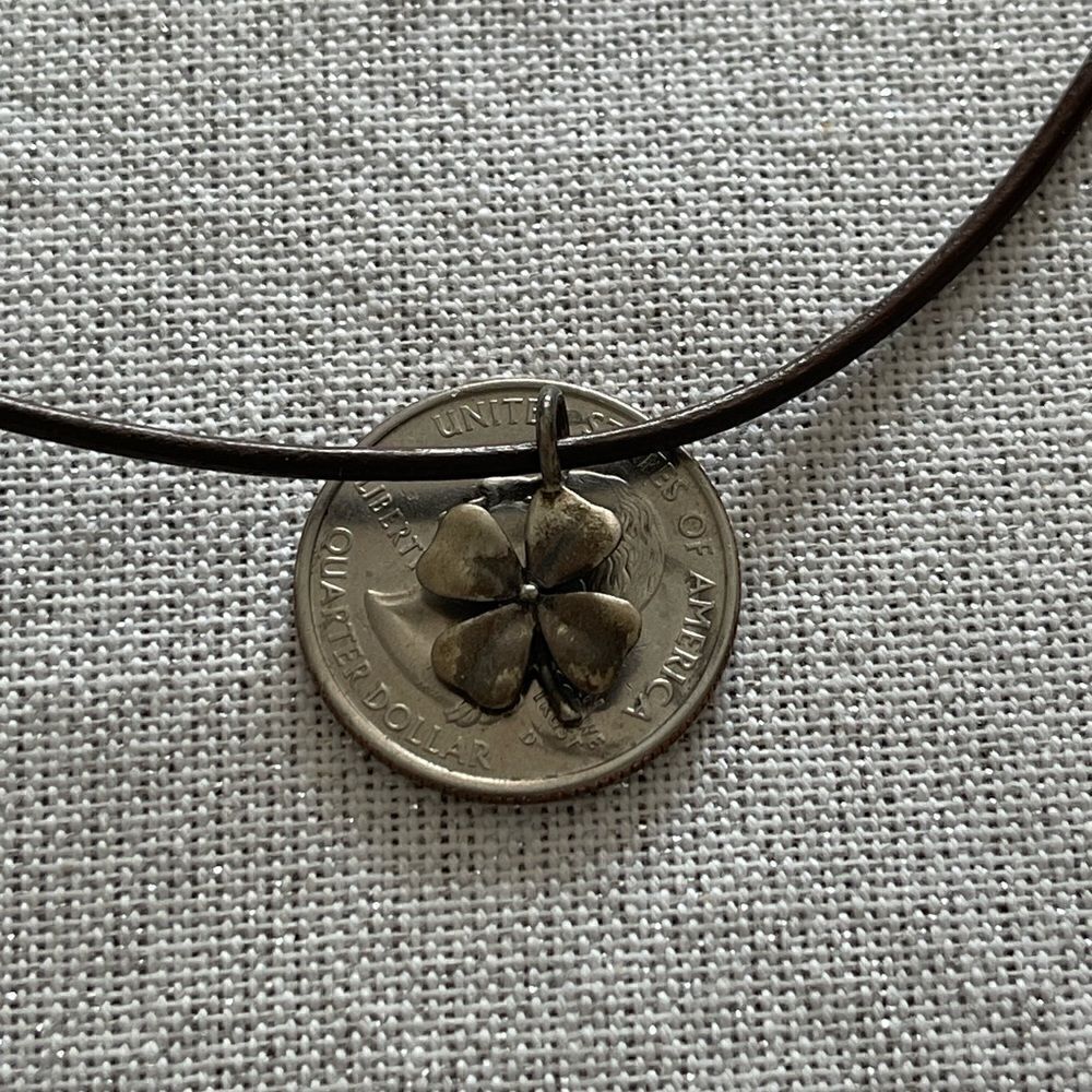 925 sterling clover leather necklace - Picture 9 of 10
